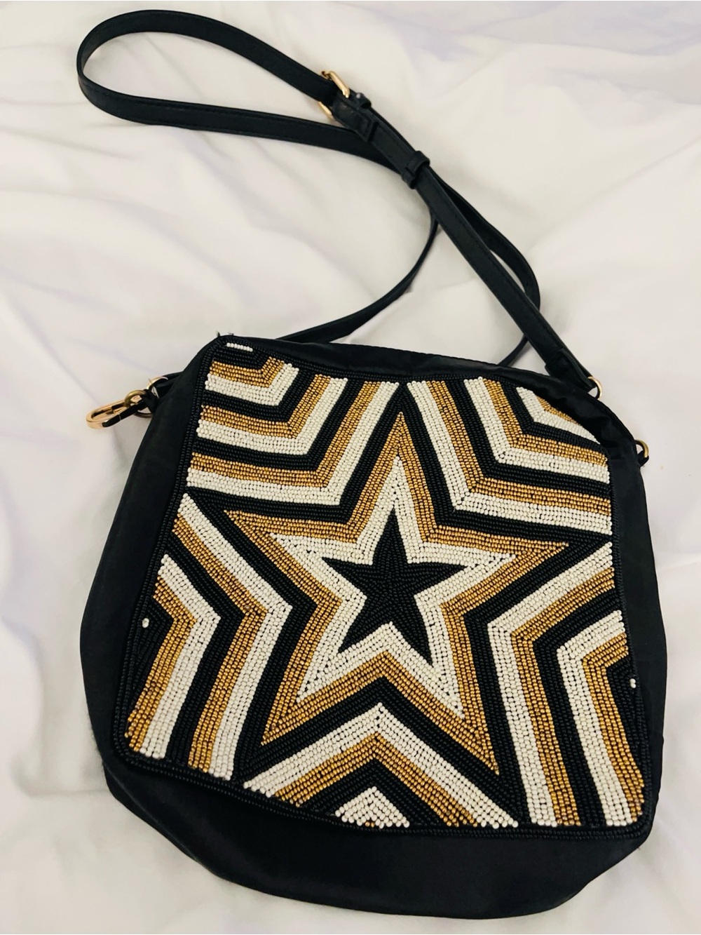 Black Beaded Star Crossbody Bag - Stylish Women's Shoulder Bag